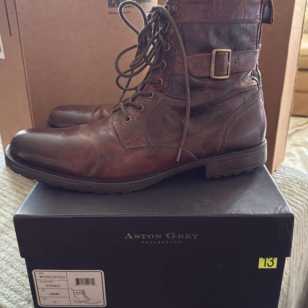 Aston Grey boots zip up size 13 original box
